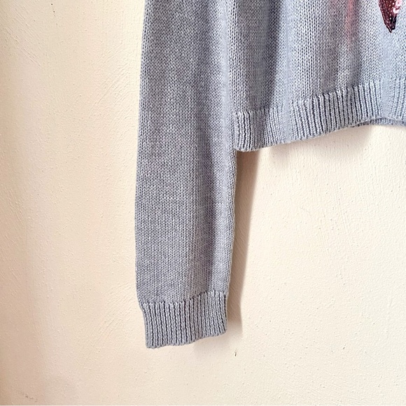 Bethany Mota Gray Sweater Top Sequin Red Front Center Bow. Sz XL - Picture 4 of 11